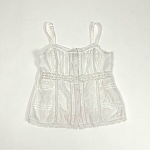 White Lace Trim Tank Top